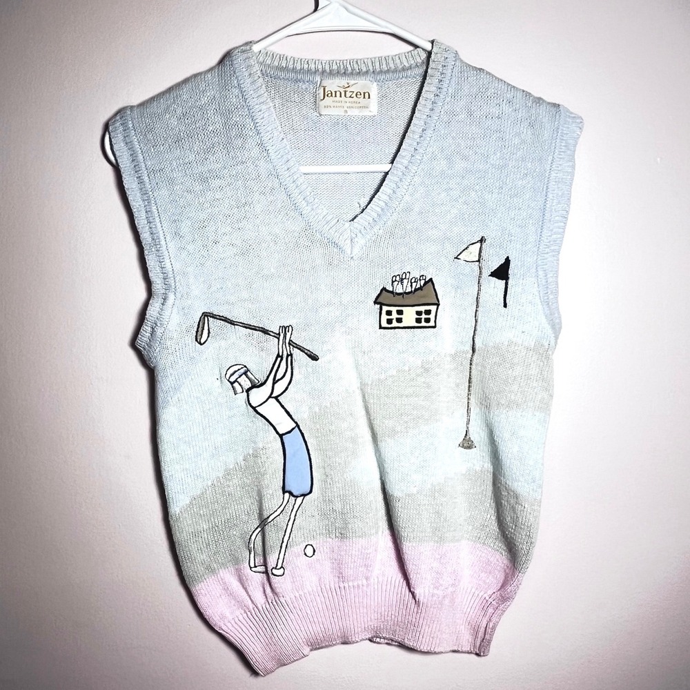 Vintage Jantzen Golf Sweater Vest Women S Ramie Cotton Golfer Preppy Golfcore